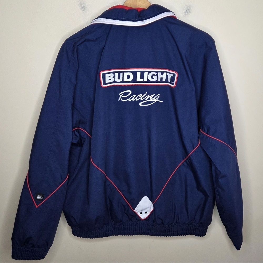 Vintage Bud Light Racing Navy Blue Red & White Jacket Size Large - Picture 7 of 9